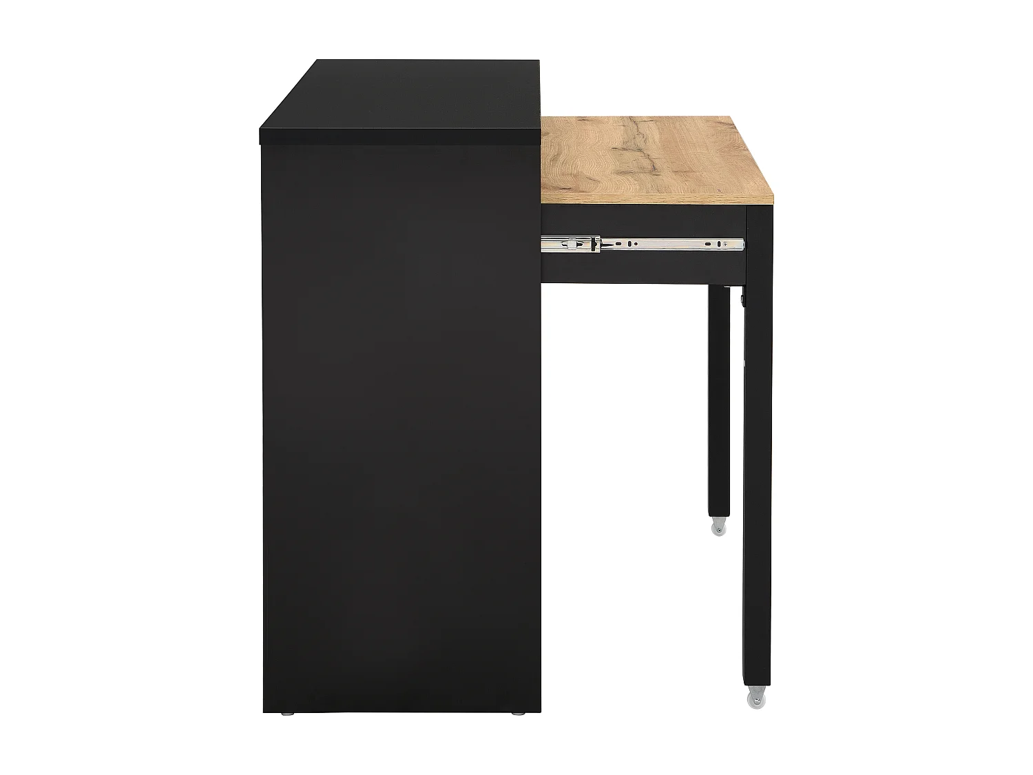 Scrivania consolle allungabile con 2 cassetti Nero e naturale - LOAVIA