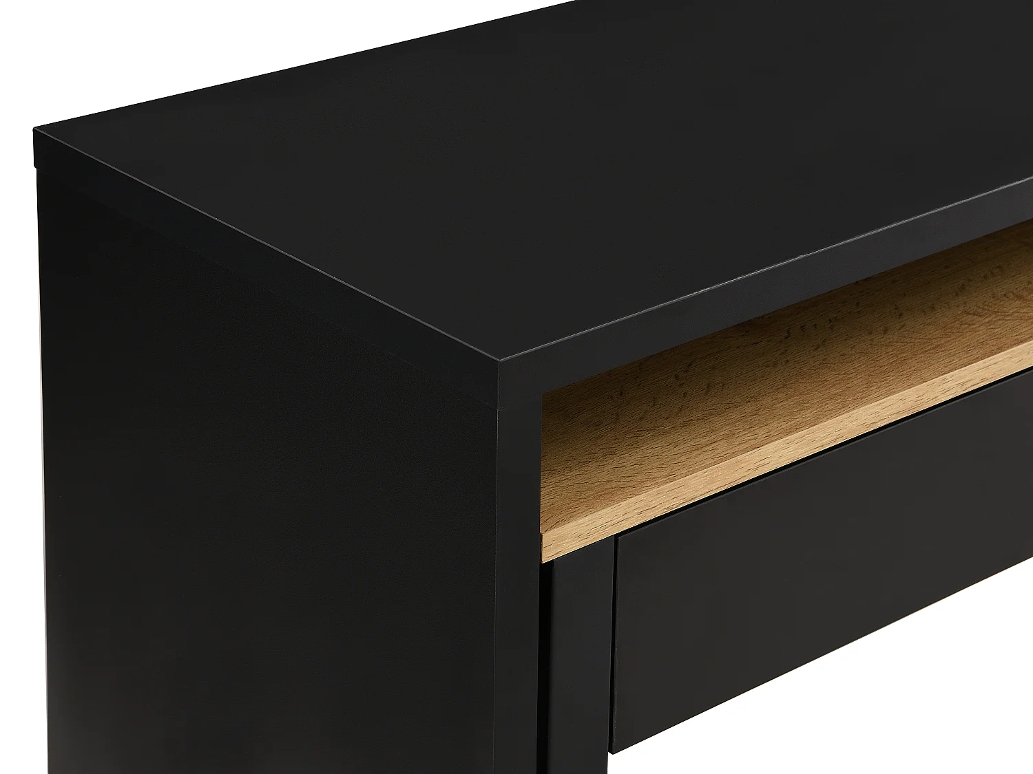 Scrivania consolle allungabile con 2 cassetti Nero e naturale - LOAVIA