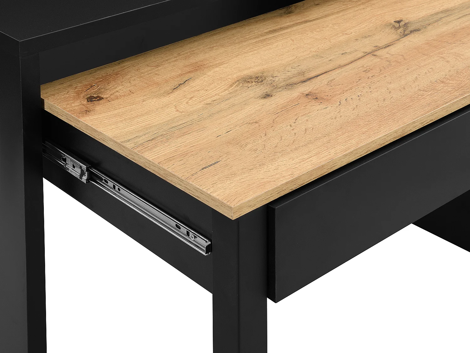 Scrivania consolle allungabile con 2 cassetti Nero e naturale - LOAVIA