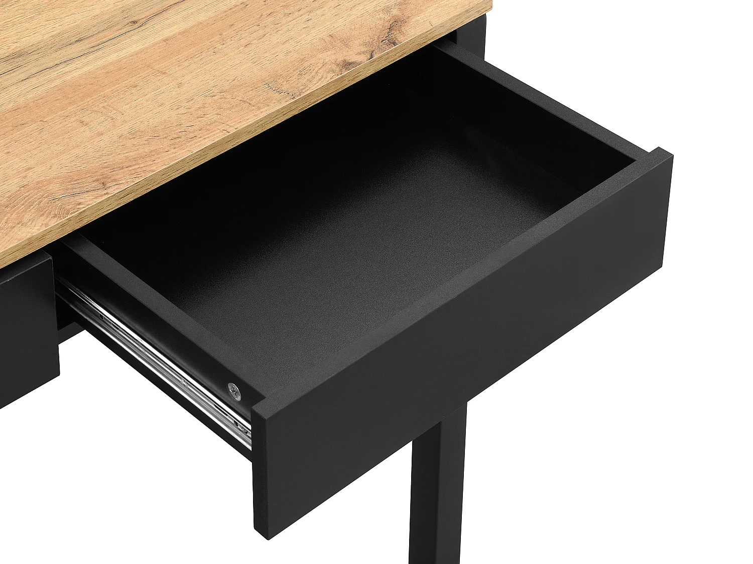 Scrivania consolle allungabile con 2 cassetti Nero e naturale - LOAVIA