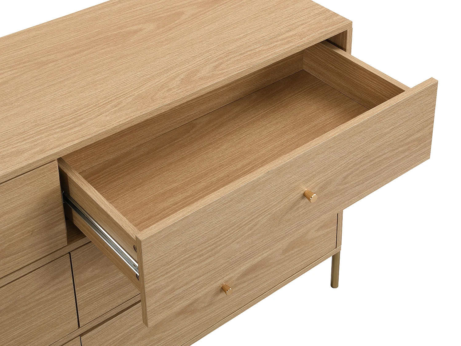 Byrå med 6 lådor - MDF och metall - Färg: Naturlig och guld - MILAVIA av Pascal Morabito