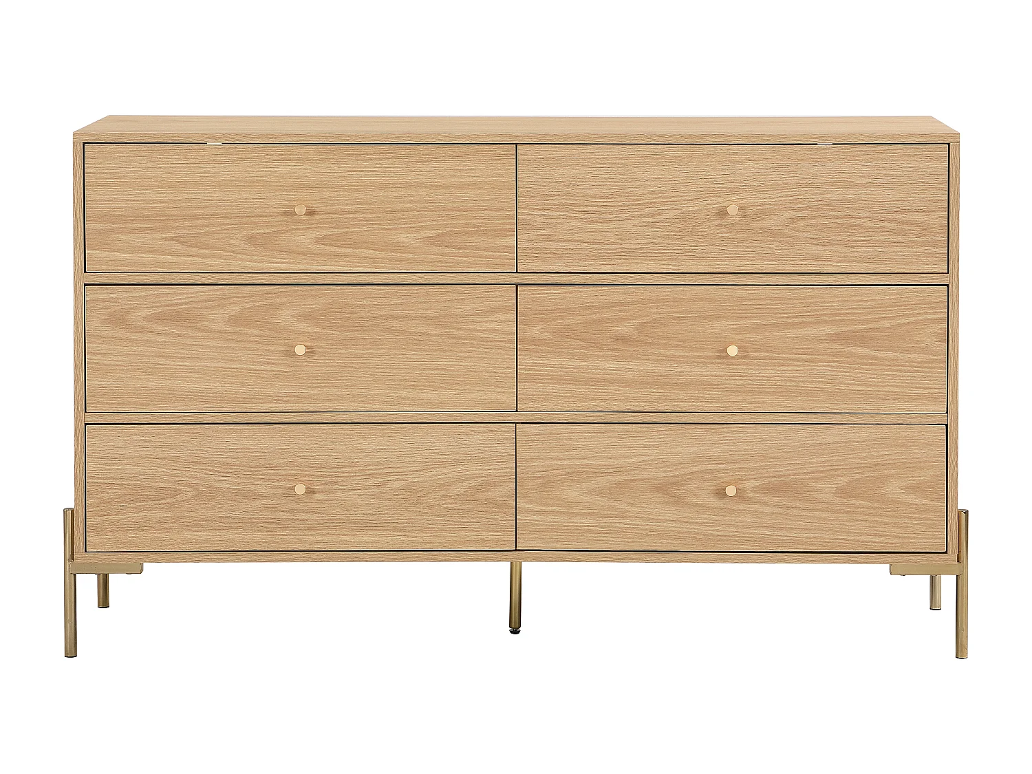 Byrå med 6 lådor - MDF och metall - Färg: Naturlig och guld - MILAVIA av Pascal Morabito