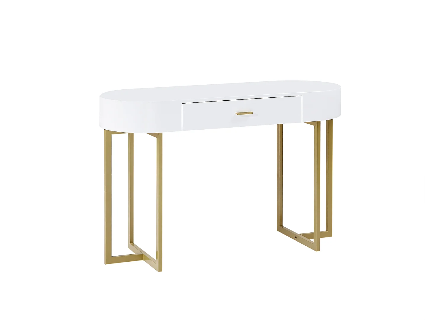 Konsolenschreibtisch mit 1 Schublade - MDF lackiert & Metall - Weiß & Goldfarben - TORELI II von Pascal Morabito