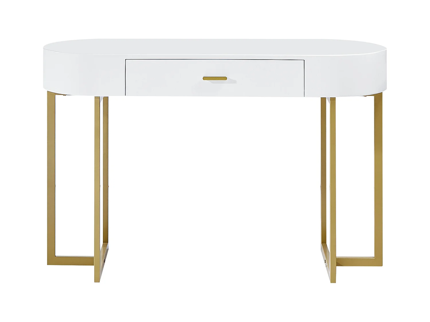 Konsolenschreibtisch mit 1 Schublade - MDF lackiert & Metall - Weiß & Goldfarben - TORELI II von Pascal Morabito