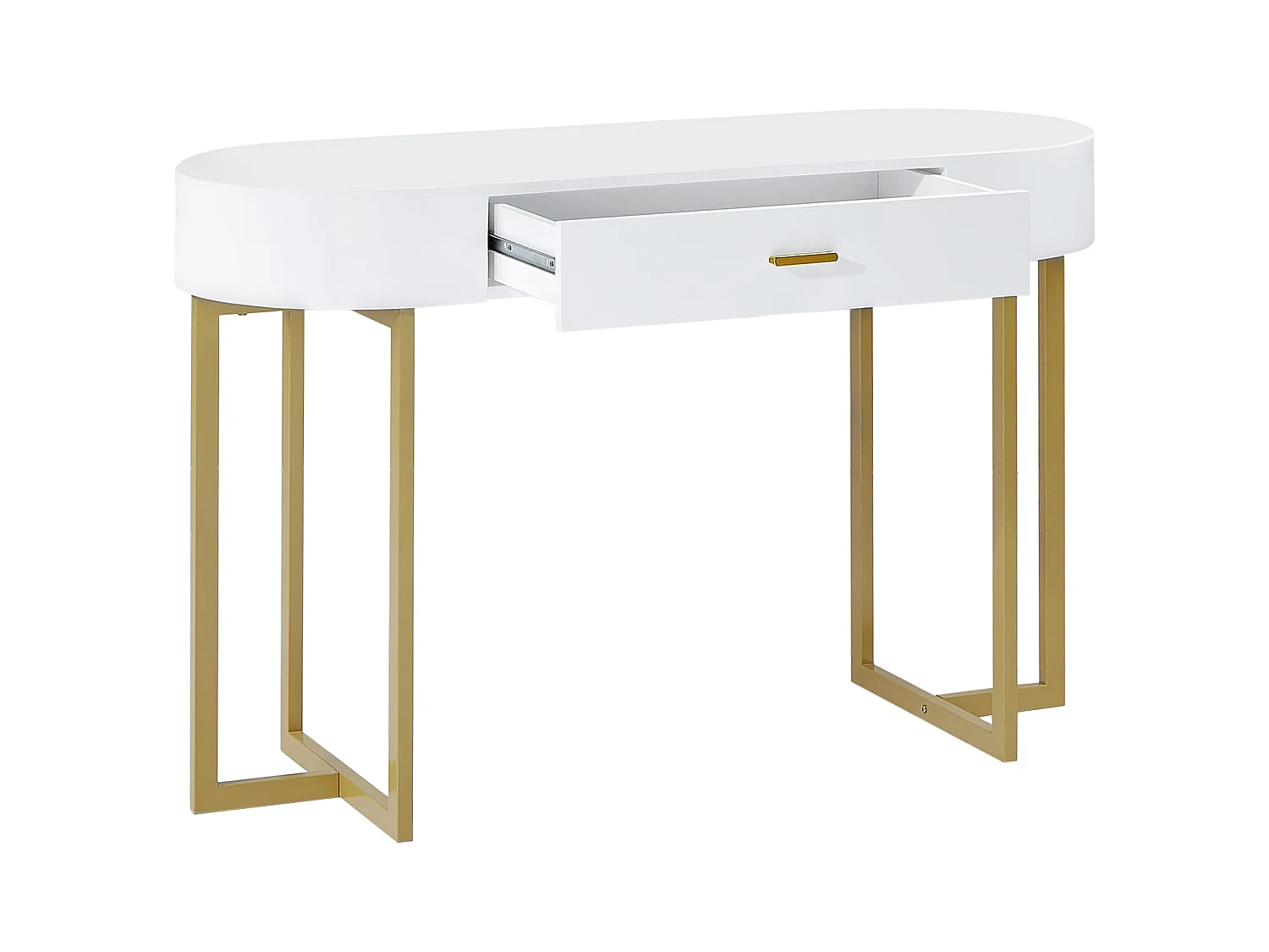 Konsolenschreibtisch mit 1 Schublade - MDF lackiert & Metall - Weiß & Goldfarben - TORELI II von Pascal Morabito