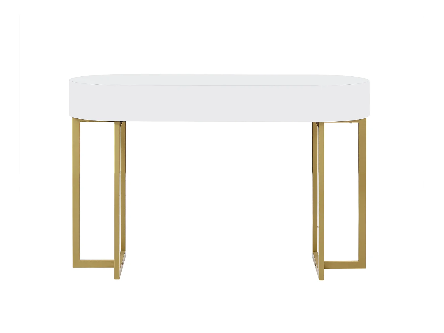 Konsolenschreibtisch mit 1 Schublade - MDF lackiert & Metall - Weiß & Goldfarben - TORELI II von Pascal Morabito