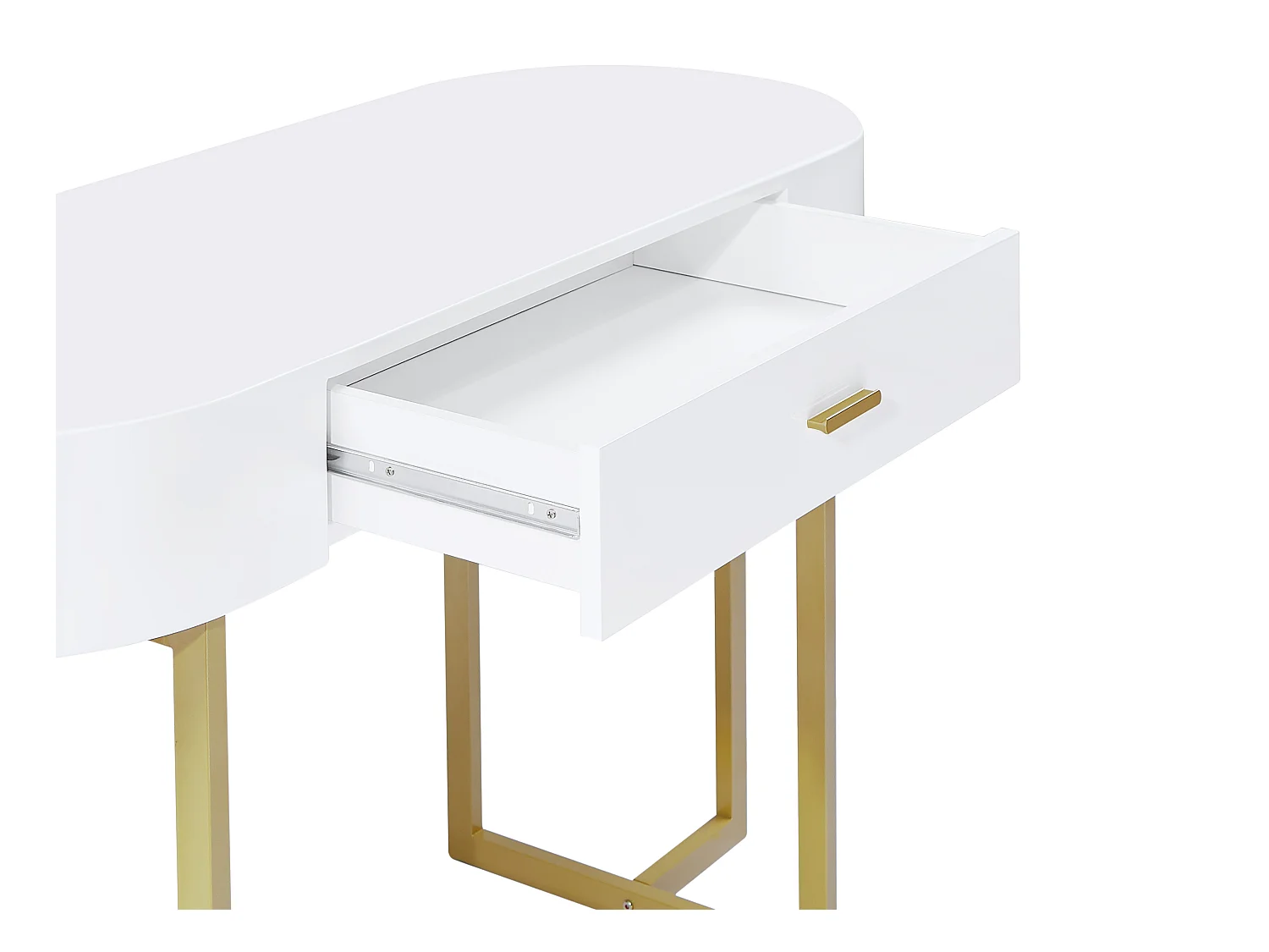 Konsolenschreibtisch mit 1 Schublade - MDF lackiert & Metall - Weiß & Goldfarben - TORELI II von Pascal Morabito