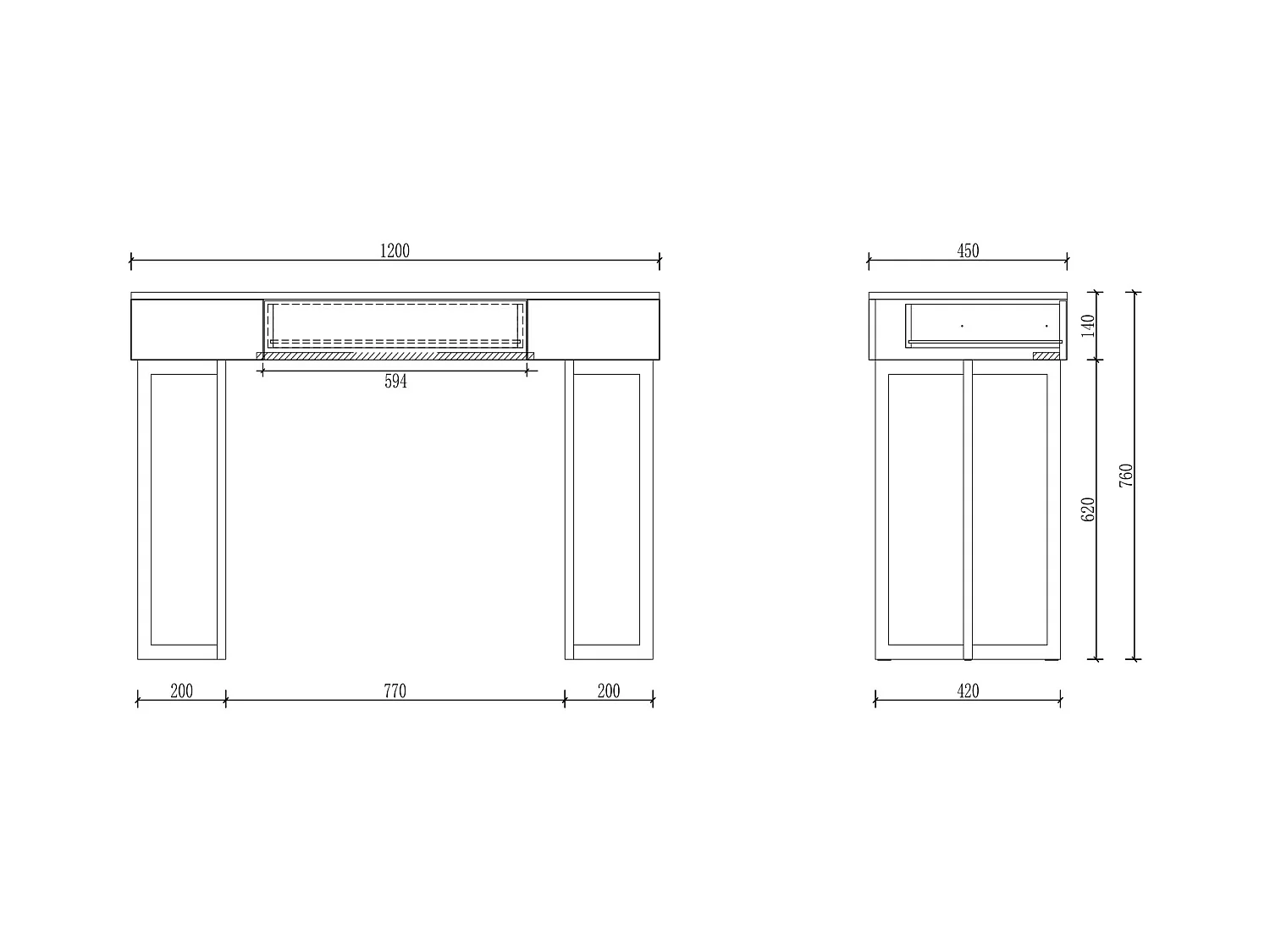 Konsolenschreibtisch mit 1 Schublade - MDF lackiert & Metall - Weiß & Goldfarben - TORELI II von Pascal Morabito