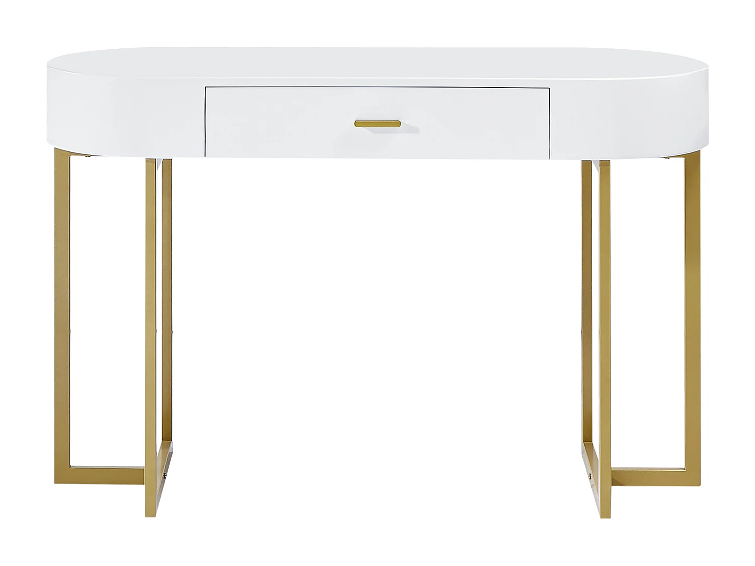 Bureau console avec 1 tiroir - MDF laqué et métal - Blanc et doré - TORELI II de Pascal Morabito