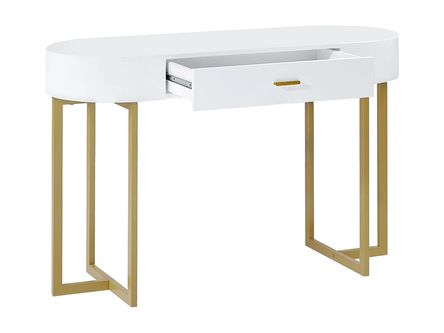 Bureau console avec 1 tiroir - MDF laqué et métal - Blanc et doré - TORELI II de Pascal Morabito