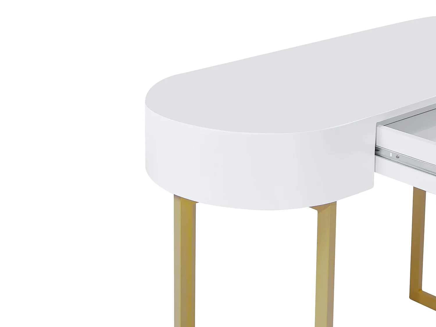 Bureau console avec 1 tiroir - MDF laqué et métal - Blanc et doré - TORELI II de Pascal Morabito