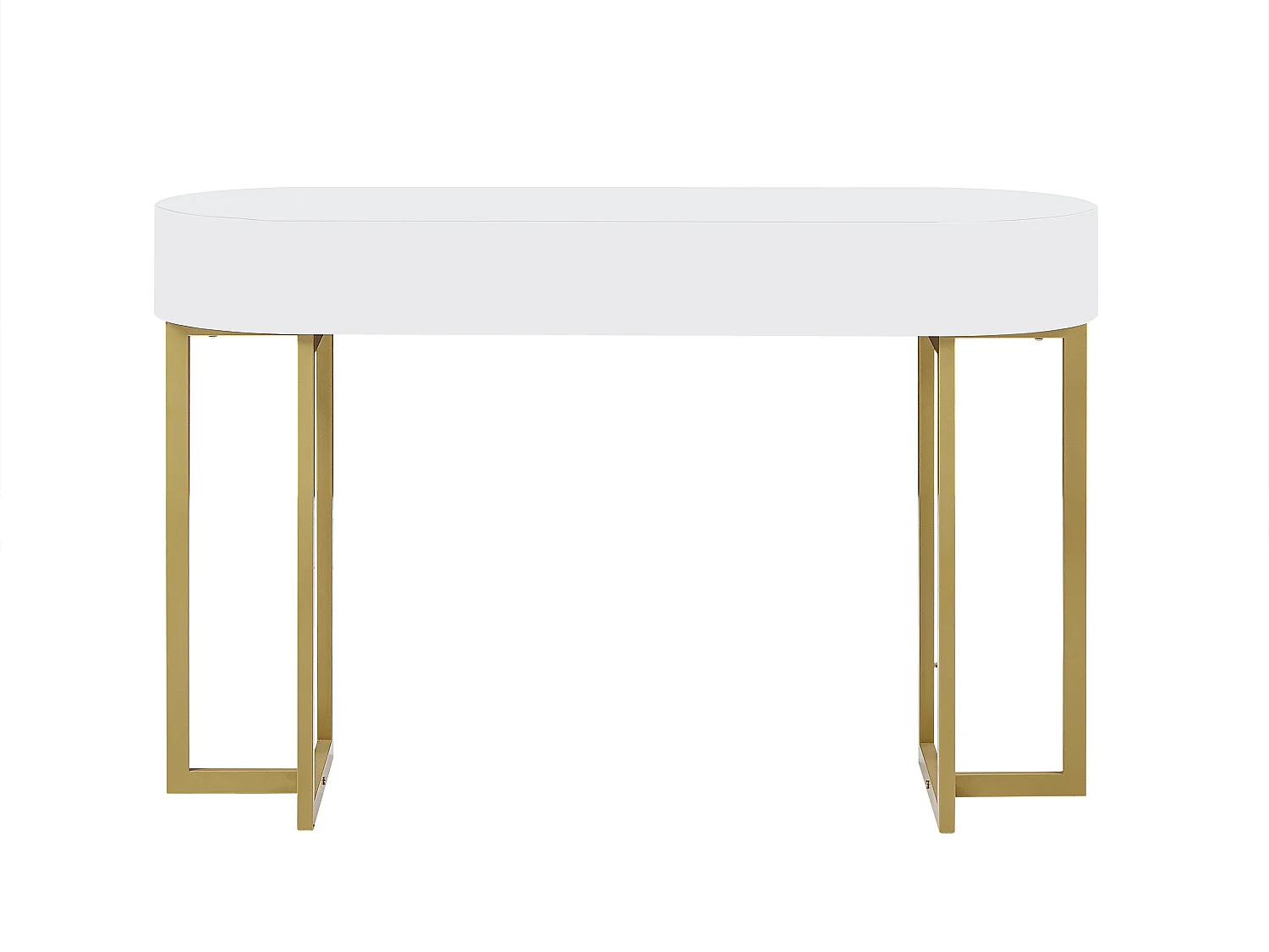 Bureau console avec 1 tiroir - MDF laqué et métal - Blanc et doré - TORELI II de Pascal Morabito