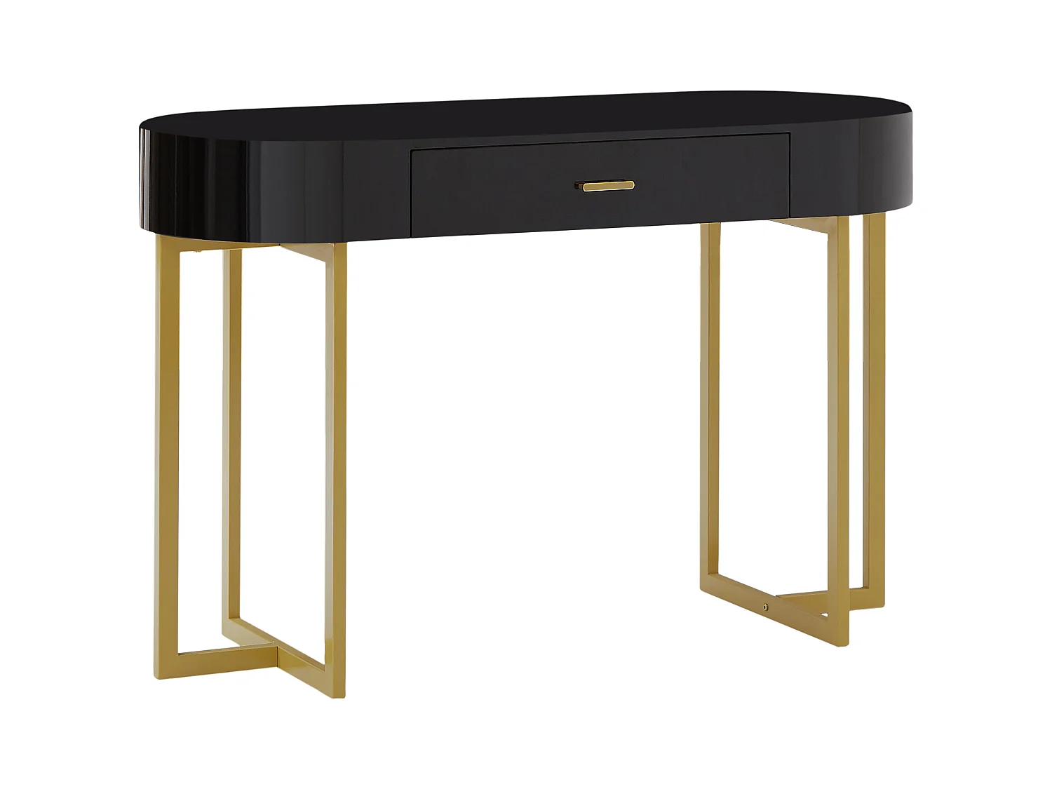 Escritorio consola con 1 cajón - MDF lacado y metal - Negro y dorado - TORELI de Pascal Morabito