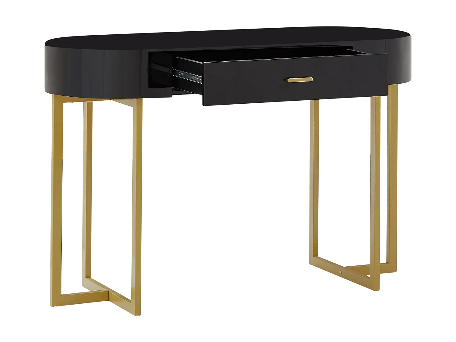 Bureau console avec 1 tiroir - MDF laqué et métal - Noir et doré - TORELI de Pascal Morabito
