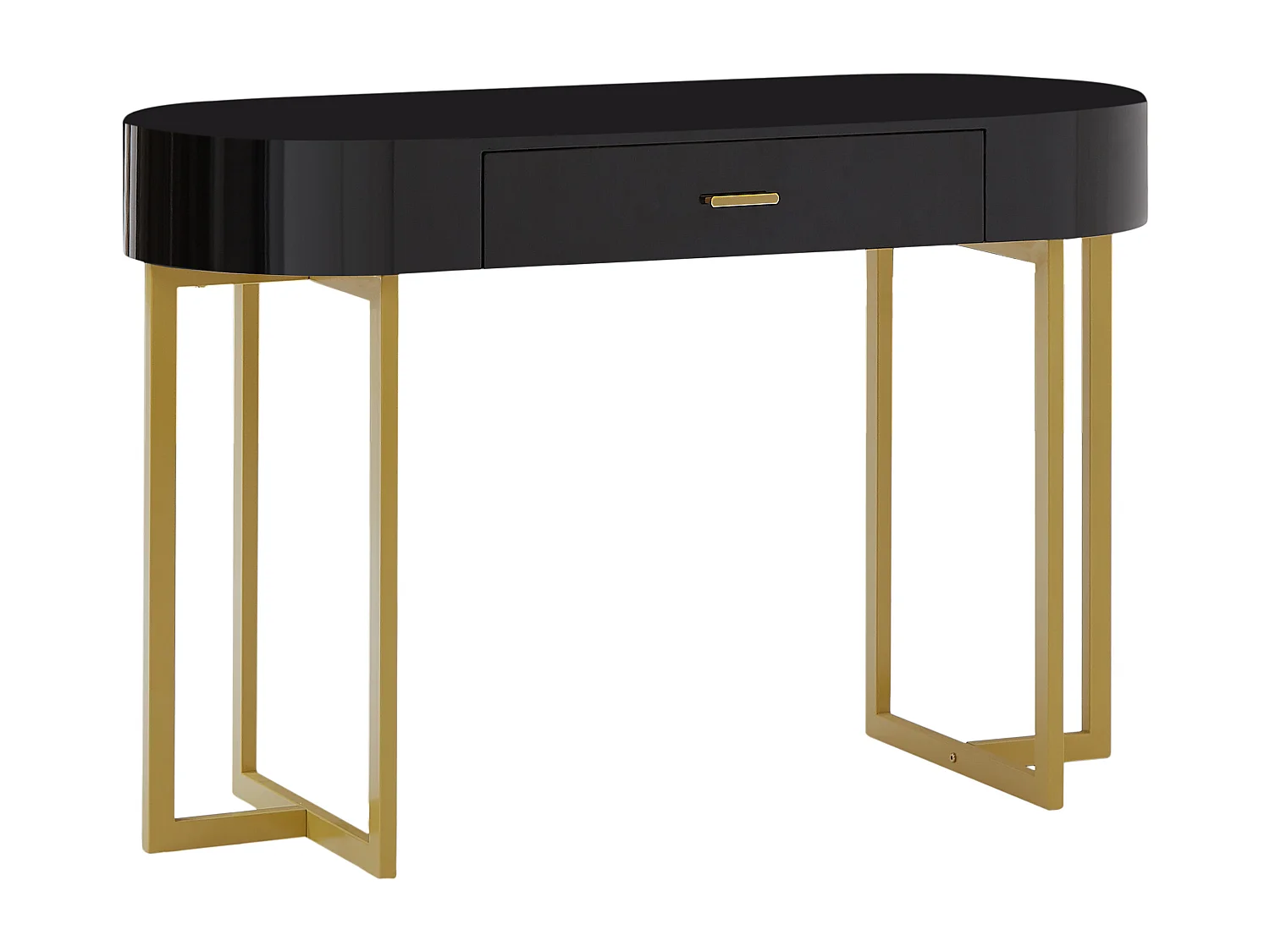 Konsolenschreibtisch mit 1 Schublade - MDF lackiert & Metall - Schwarz & Goldfarben - TORELI von Pascal Morabito