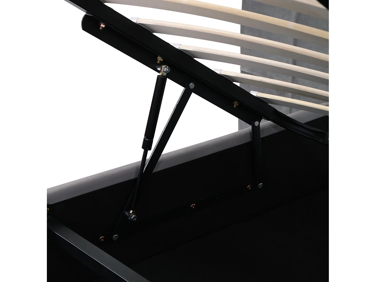 Fluwelen opbergbed - 160x200cm - met LED en oplaadpoort - Grijs (nachtkastje niet inbegrepen)