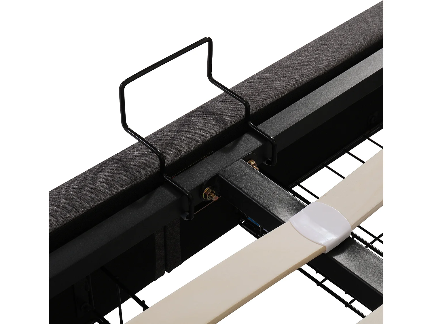 Lit coffre rembourré 160x200cm en lin avec tiroir et LED - tête de rangement - sommier à lattes - Gris