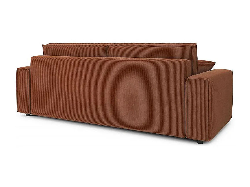 Canapé droit convertible 3 places en velours côtelé terracotta DURIF