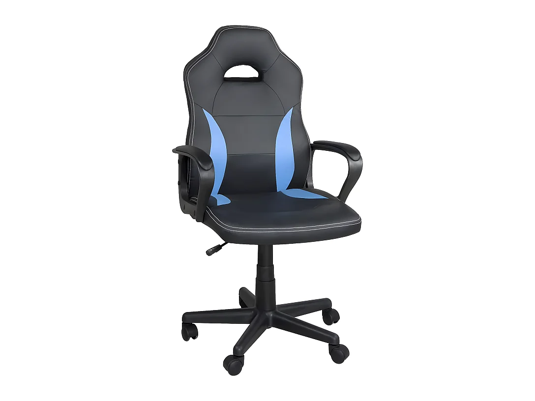 Chaise gamer junior hauteur réglable siège simili pivotant accoudoir rembourré WAN  (Noir bleu)