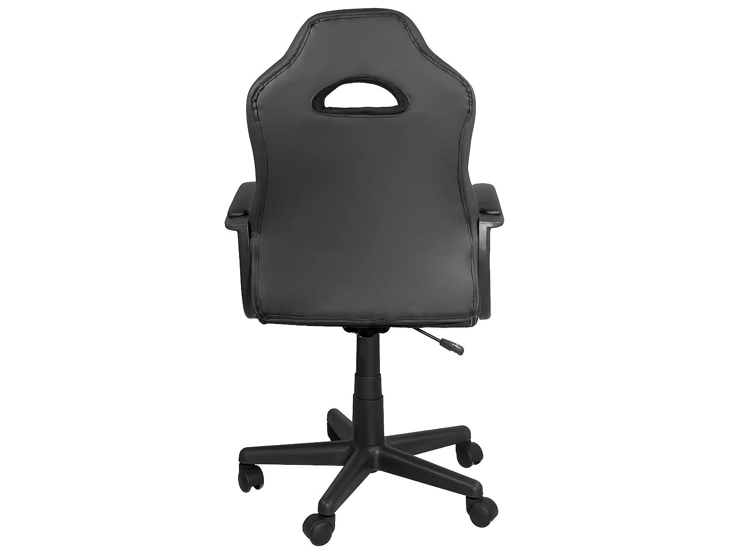 Silla gamer junior, altura ajustable, asiento de cuero sintético bicolor, giratoria 360°, reposabrazos acolchados, ruedas WAN (negro blanco)