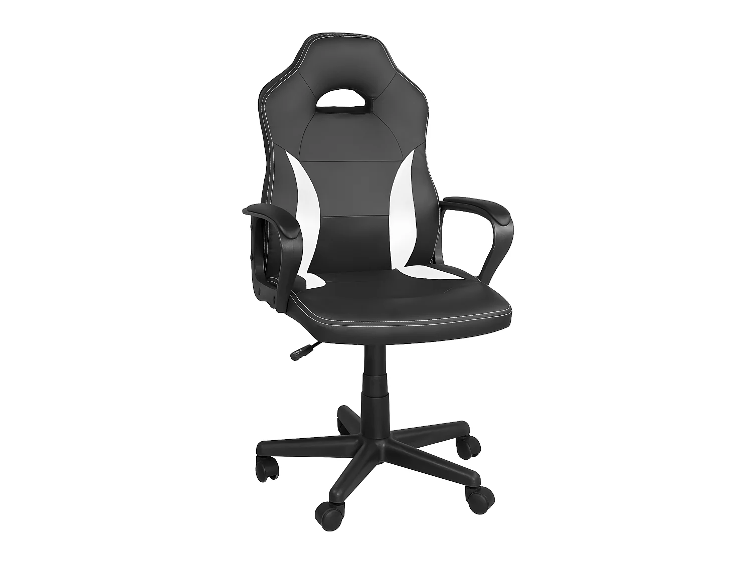 Chaise gamer junior hauteur réglable siège simili pivotant accoudoir rembourré WAN (Noir blanc)