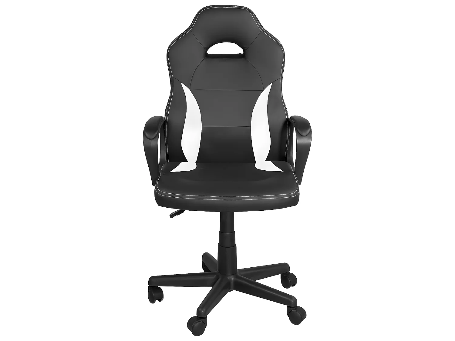 Chaise gamer junior hauteur réglable siège simili pivotant accoudoir rembourré WAN (Noir blanc)