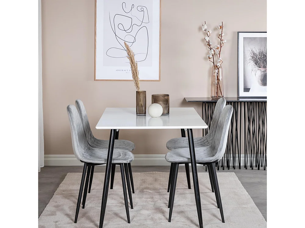 Table à Manger "Polar" 120cm Blanc & Noir