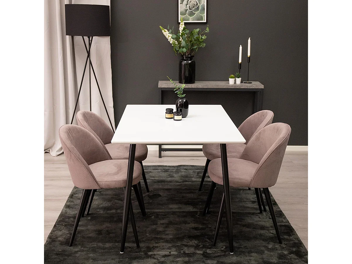 Table à Manger "Polar" 120cm Blanc & Noir