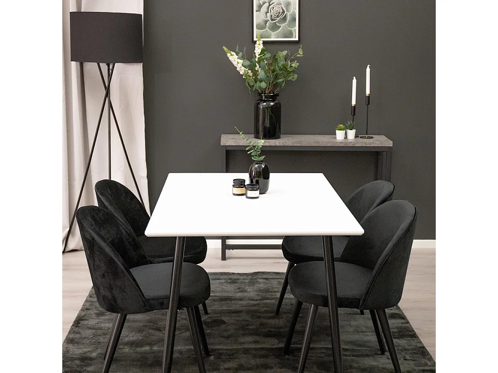 Table à Manger "Polar" 120cm Blanc & Noir