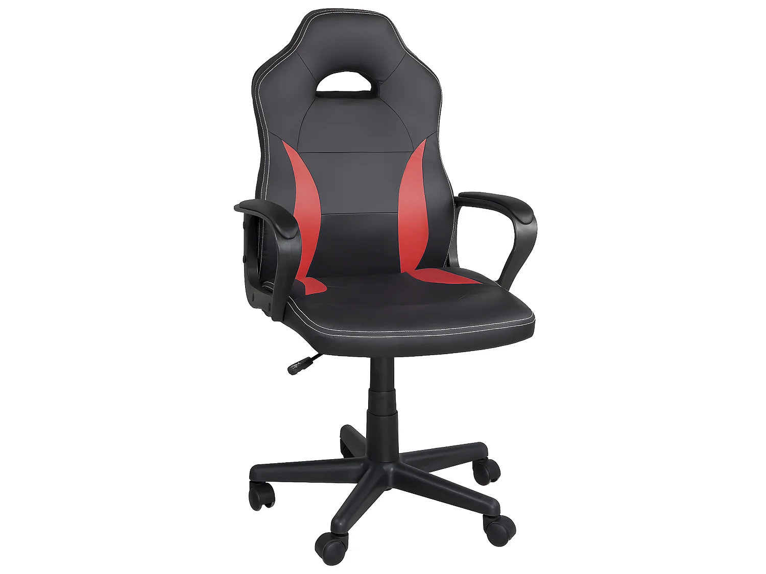 Chaise gamer junior hauteur réglable siège simili pivotant accoudoir rembourré WAN  (Noir rouge)