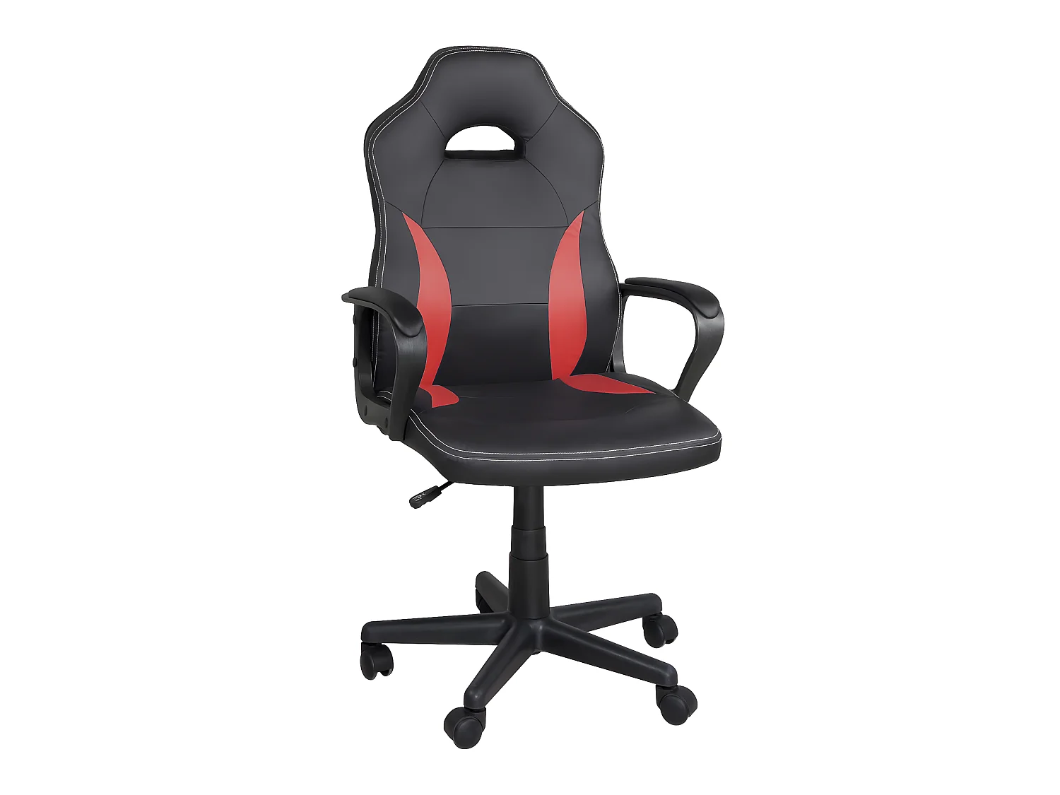 Chaise gamer junior hauteur réglable siège simili pivotant accoudoir rembourré WAN  (Noir rouge)