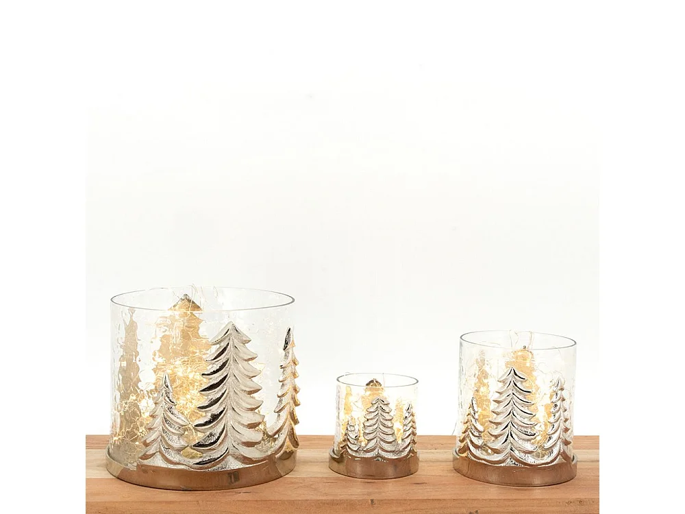 Photophore Sapin en verre et aluminium Moyen Modèle