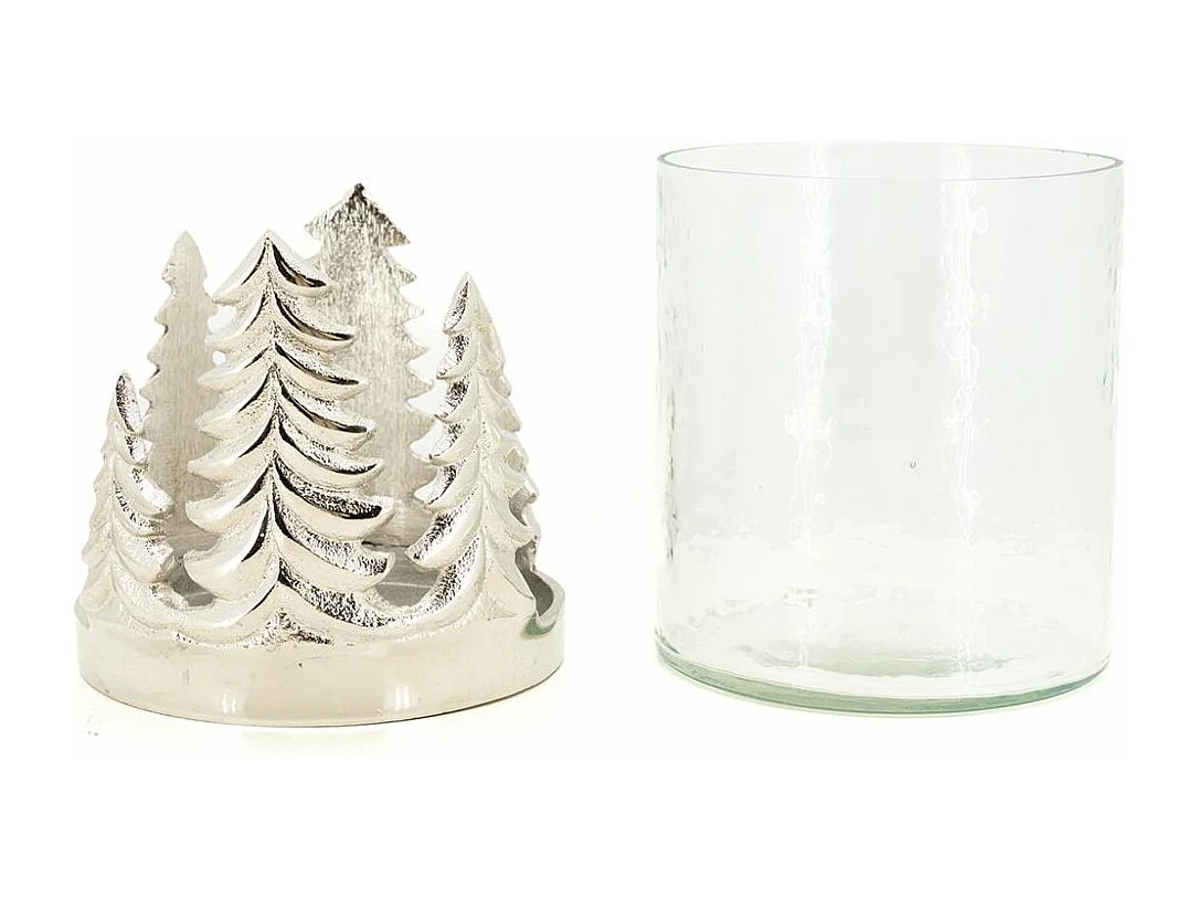 Photophore Sapin en verre et aluminium Moyen Modèle