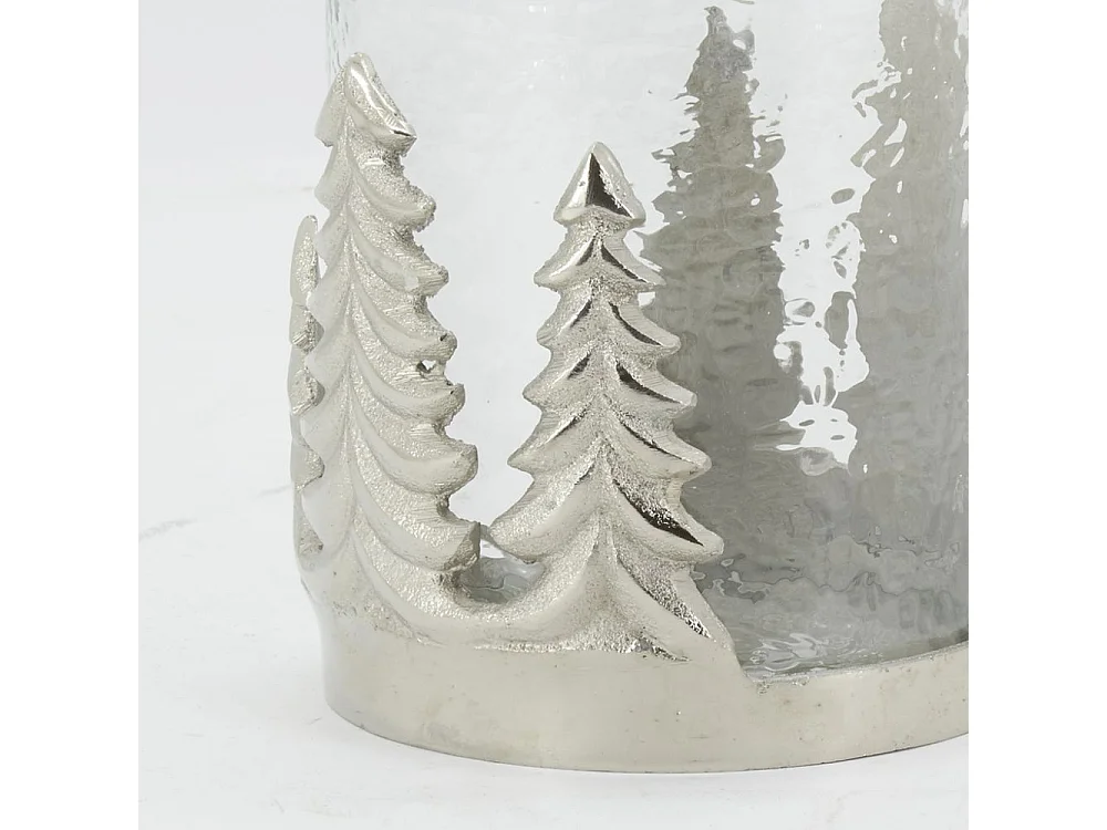 Photophore Sapin en verre et aluminium Moyen Modèle