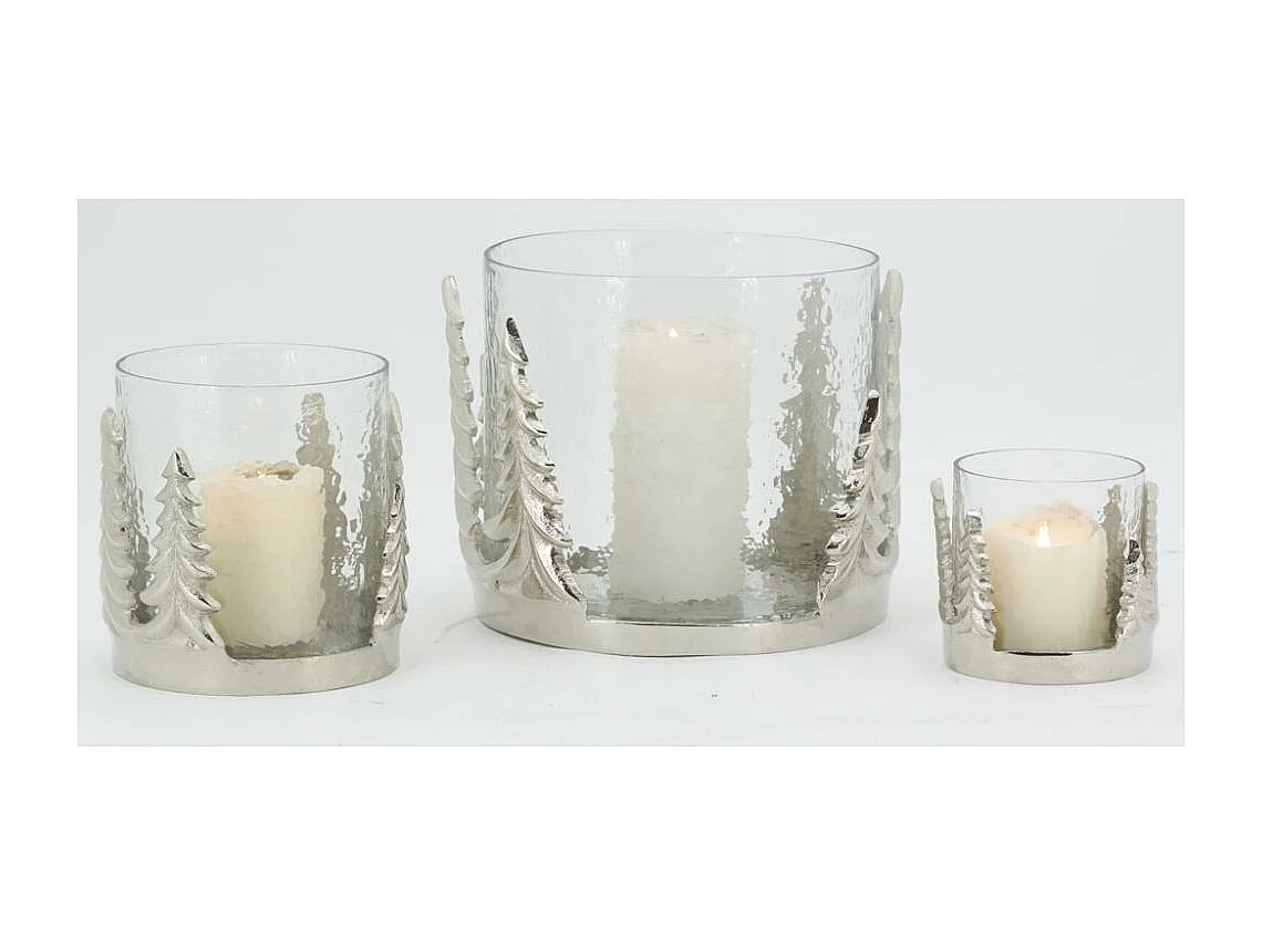 Photophore Sapin en verre et aluminium Moyen Modèle