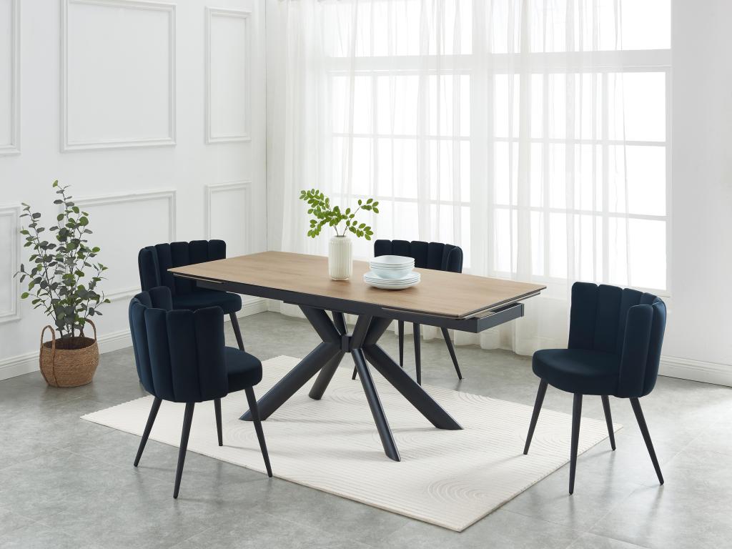 Esstisch ausziehbar - 6 bis 10 Personen - Keramik, Sicherheitsglas & Metall günstig online kaufen