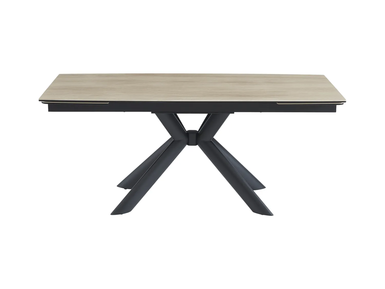 Table à manger extensible 6 à 10 personnes en céramique, verre trempé et métal - Naturel clair et Noir - LIOMINA de Maison Céphy