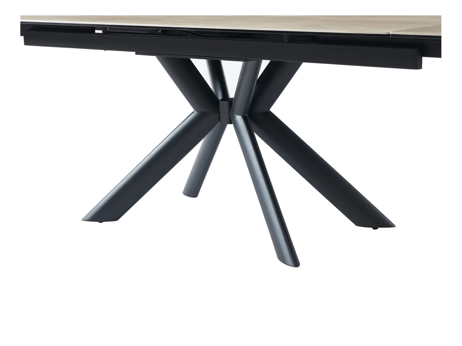 Table à manger extensible 6 à 10 personnes en céramique, verre trempé et métal - Naturel clair et Noir - LIOMINA de Maison Céphy