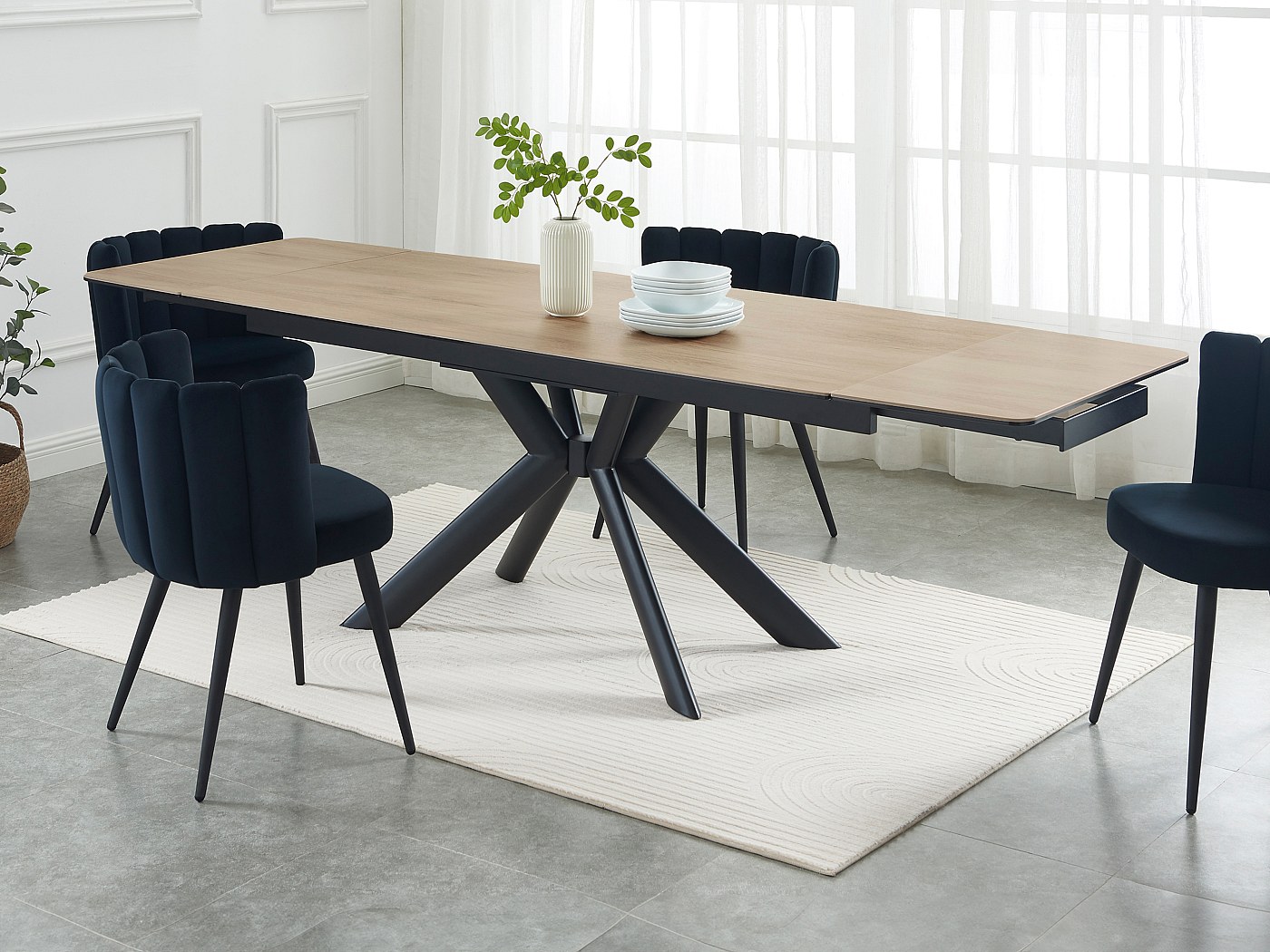 Vente-unique Cosima Esstisch Rund 160cm - Sicherheitsglas & Metall, Für 6 Personen