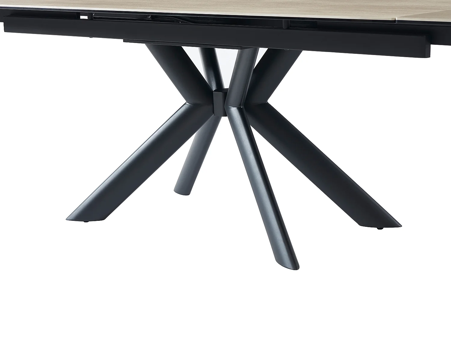 Table à manger extensible 6 à 10 personnes en céramique, verre trempé et métal - Naturel clair et Noir - LIOMINA de Maison Céphy