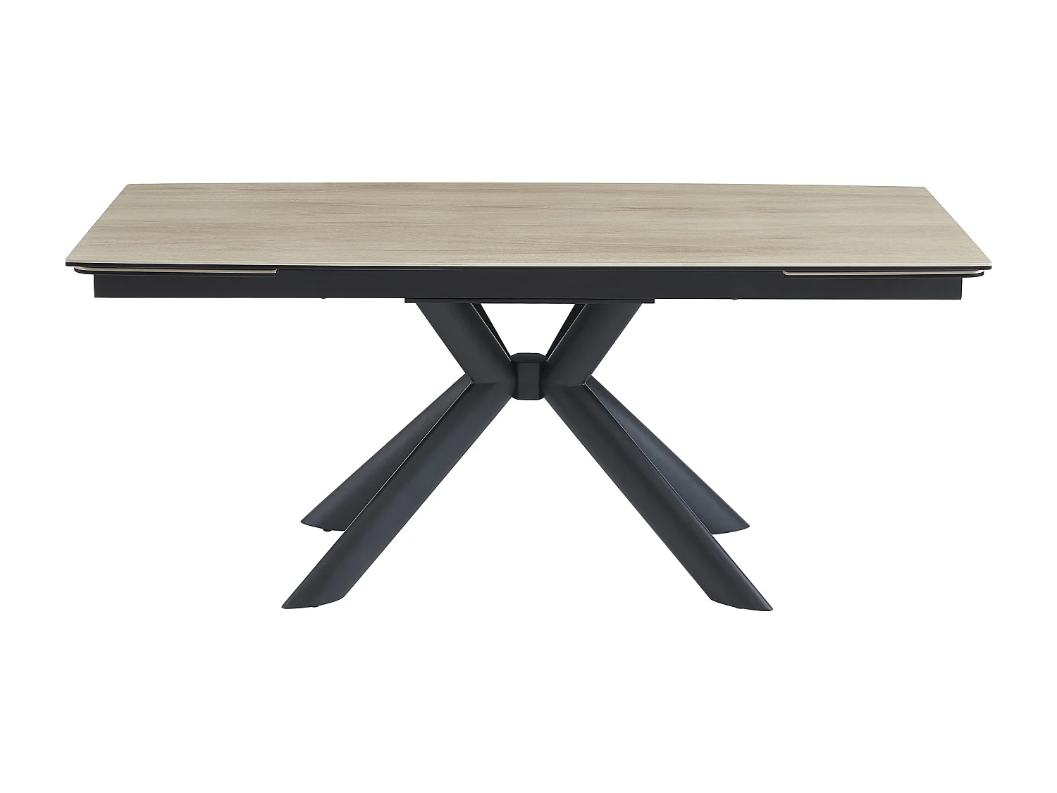Table à manger extensible 6 à 10 personnes en céramique, verre trempé et métal - Naturel clair et Noir - LIOMINA de Maison Céphy