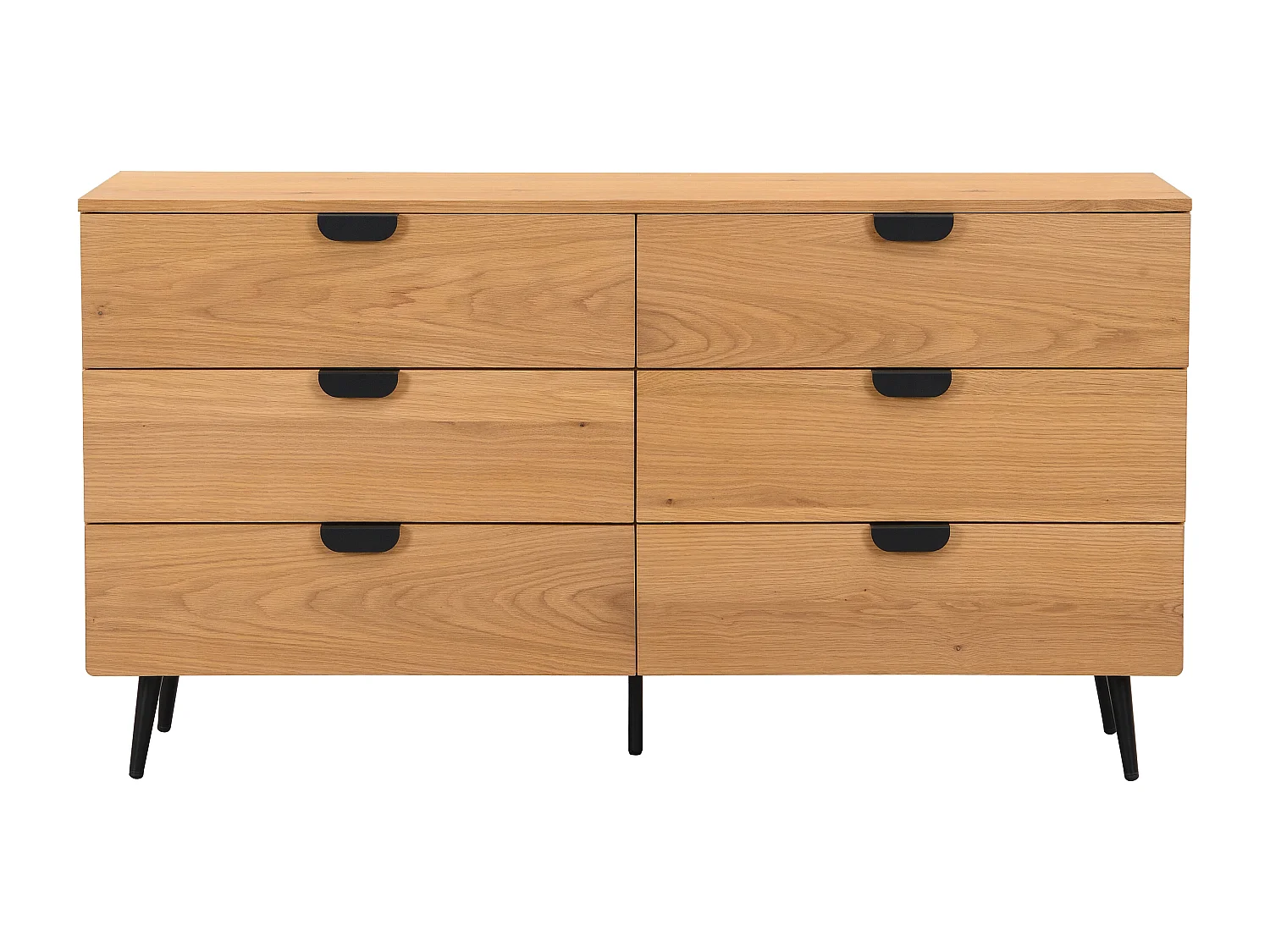 Ladekast met 6 lades - MDF - Kleuren: houtlook en zwart - SINOLO