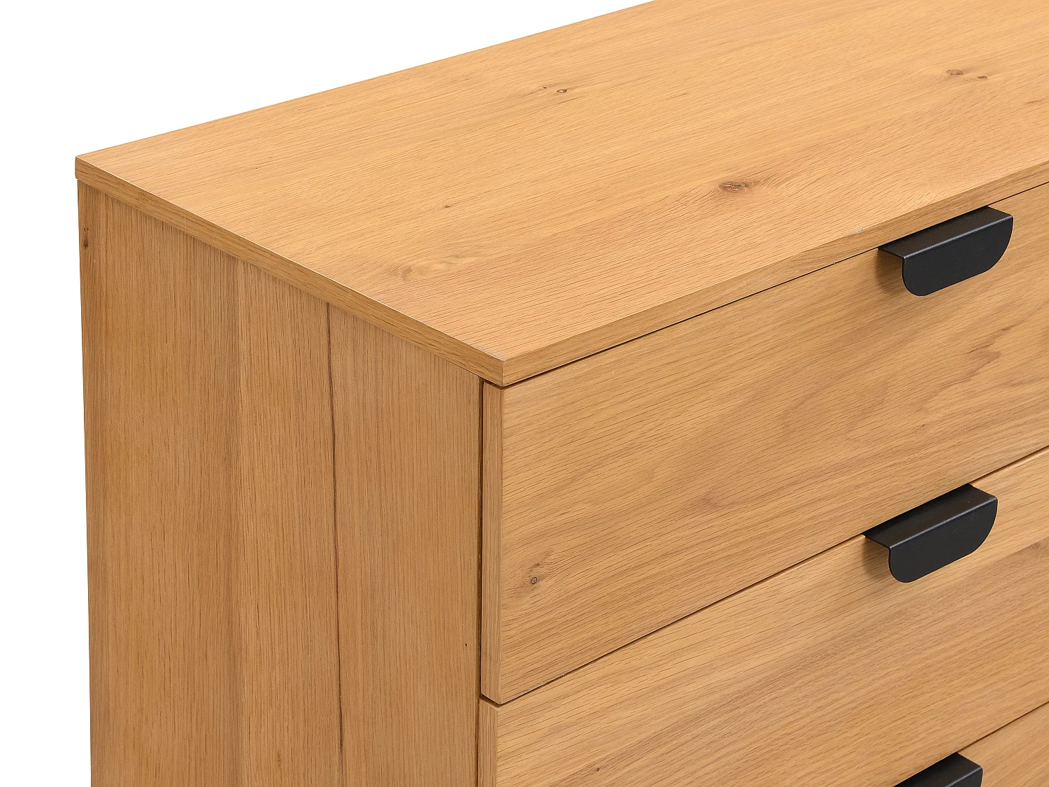 Ladekast met 6 lades - MDF - Kleuren: houtlook en zwart - SINOLO