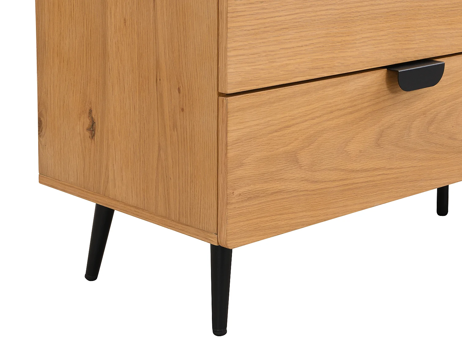 Commode 6 tiroirs - Placage chêne - Coloris : Naturel et noir - SINOLO