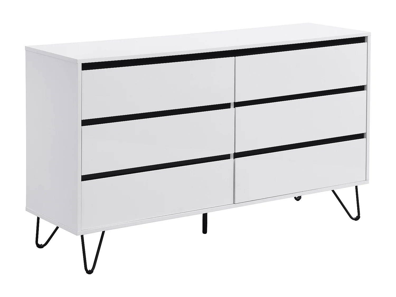 Comò 6 cassetti MDF Bianco e Nero - ABUJA