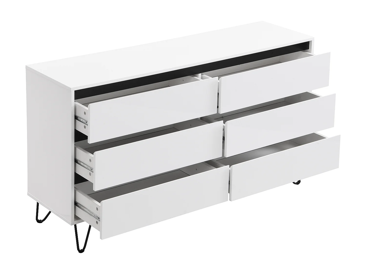 Comò 6 cassetti MDF Bianco e Nero - ABUJA