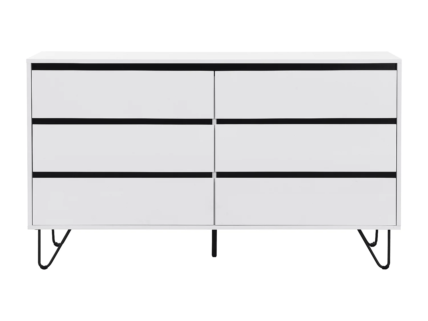 Kommode - 6 Schubladen - MDF - Weiß & Schwarz - ABUJA