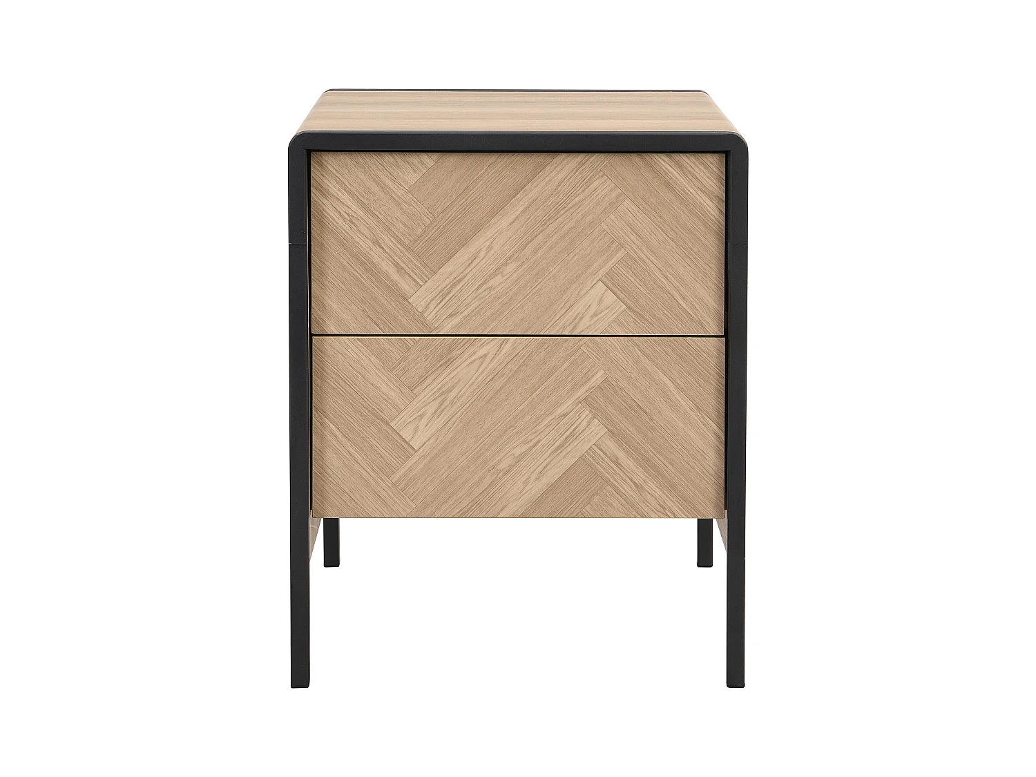 Table de chevet - 2 tiroirs - MDF et métal - Coloris : Naturel et noir - TUMACO