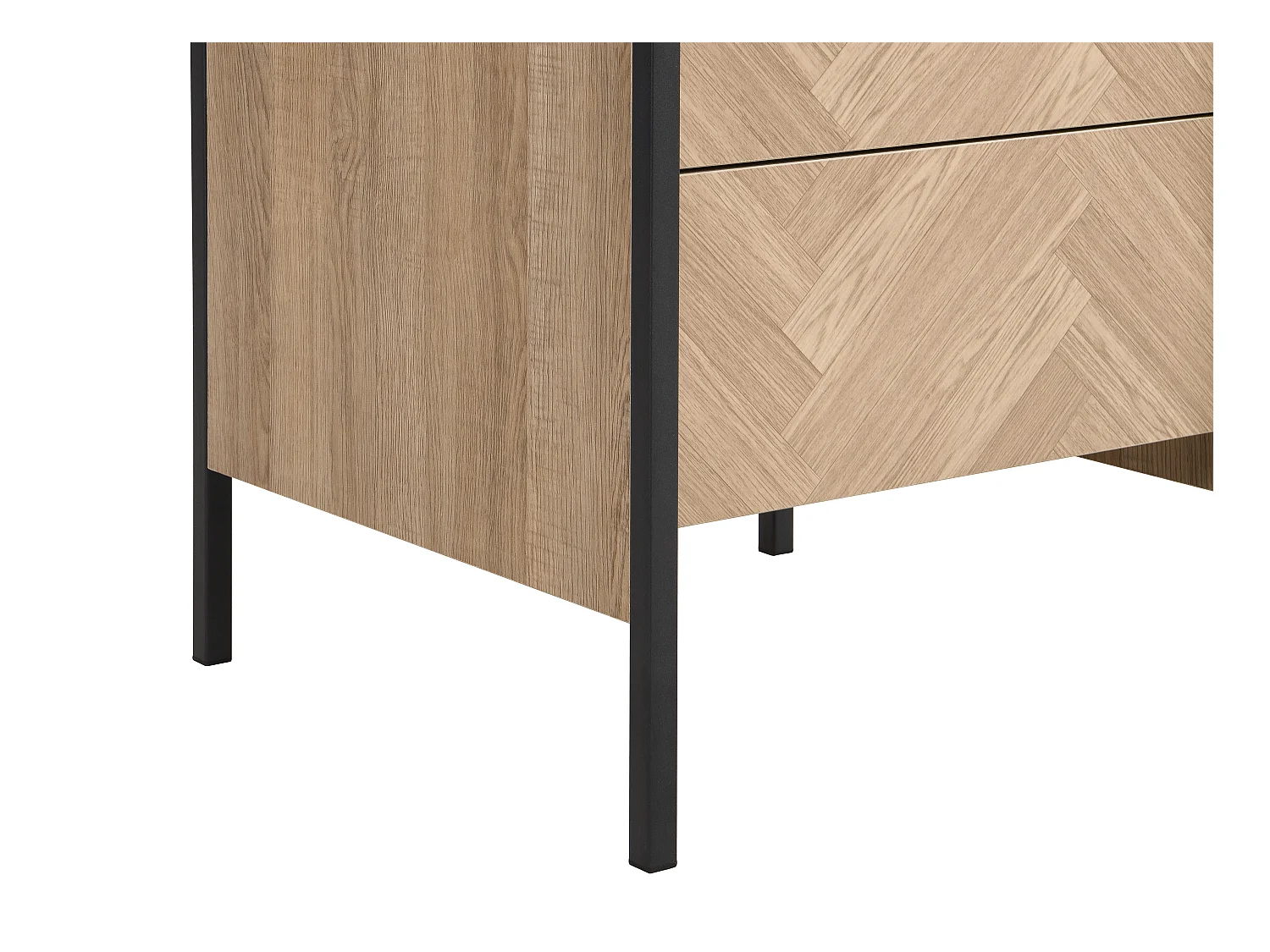 Table de chevet - 2 tiroirs - MDF et métal - Coloris : Naturel et noir - TUMACO