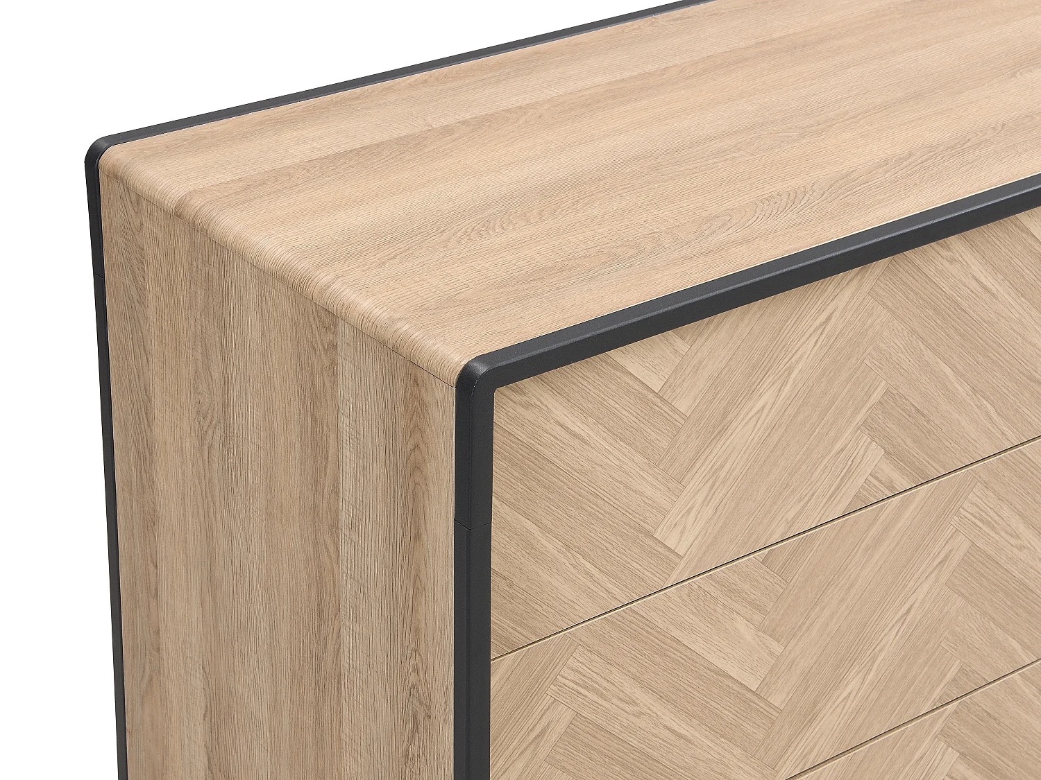 Commode 6 tiroirs - MDF et métal - Coloris : Naturel et noir - TUMACO